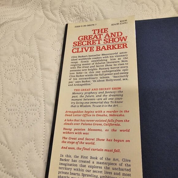 Clive Barker "The Great And Secret Show" Hardcover First North American Edition - Picture 3 of 11
